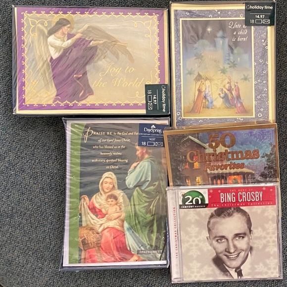 3 NEW BOX SETS 18 Holiday Christmas Cards & 2 Christmas CDs Bing Crosby Favorite - Picture 1 of 7